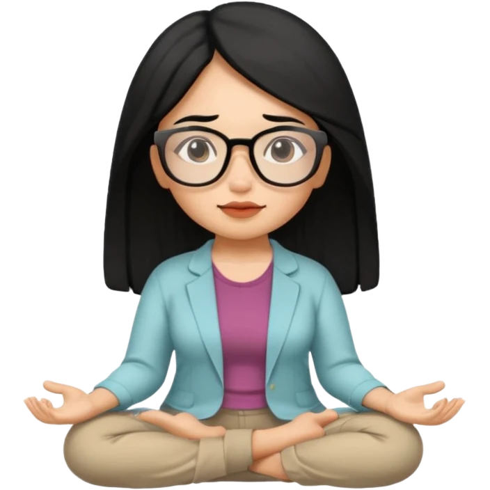 A Mexican woman with black hair and big square glasses meditating  emoji
