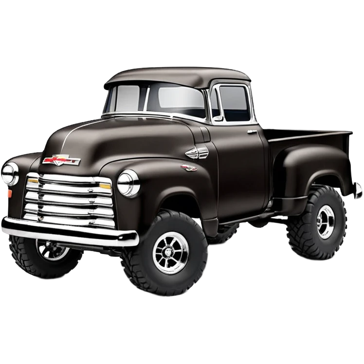 1:10 off-road lcg smoking rusting Arrma Traxxas Basher Wednesday Adam’s 1954 blackened tarnished hotrod utility streamlined anime Chevrolet extended cab rc pickup (extra wide low-profile pin tires chrome wheels with fenders) emoji