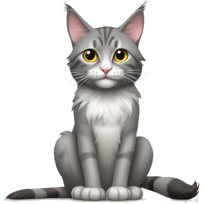 Grey maine coone doing yoga emoji