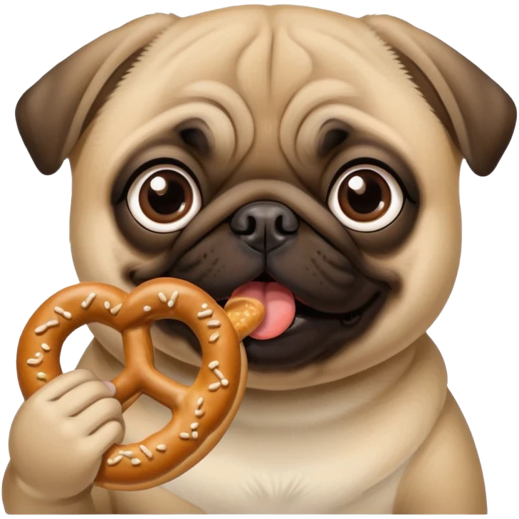 Pug with pretzel emoji