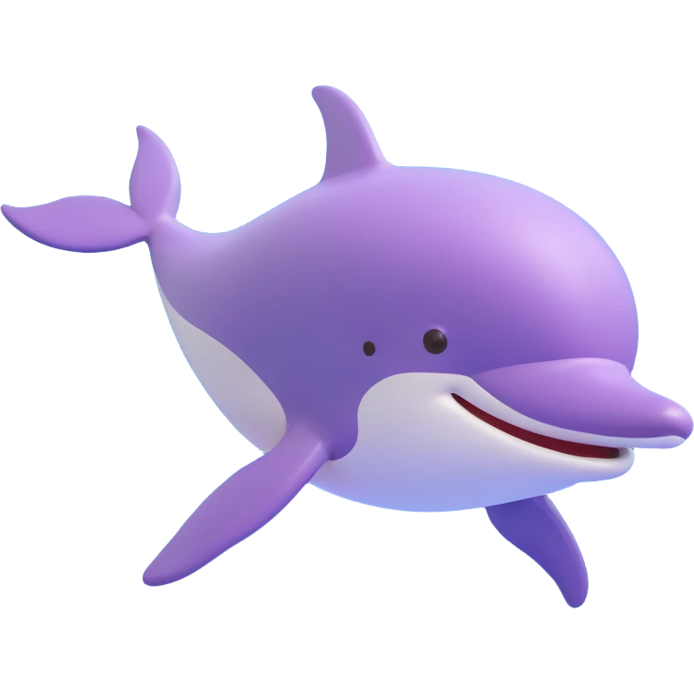 3D emoji of a dolphin partially underwater, with a sunken appearance emoji
