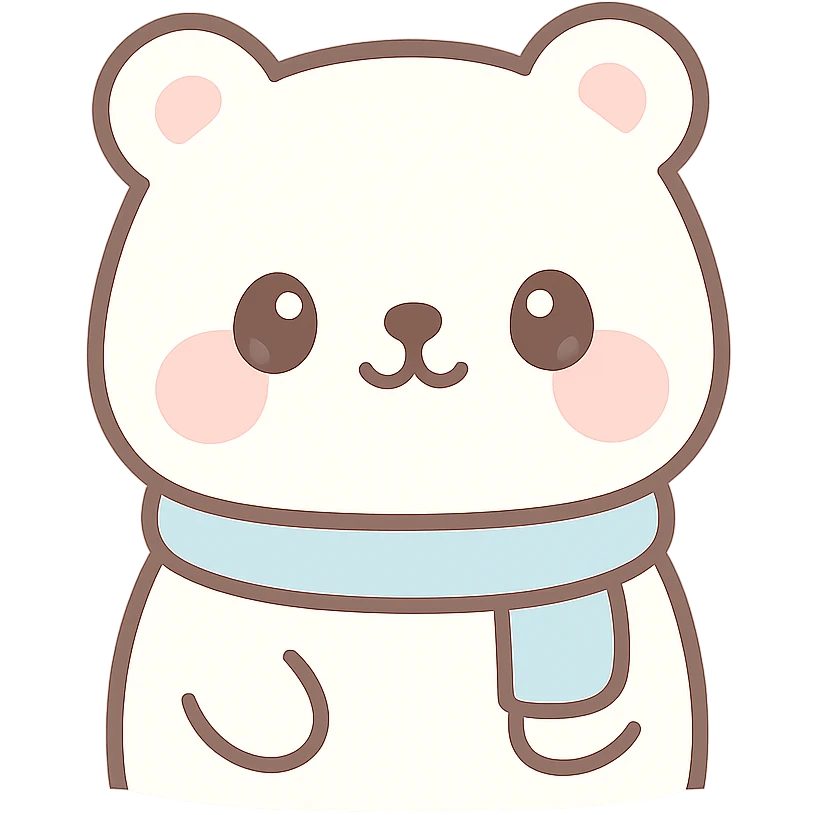 icebear with a blue scarf, soft and cute emoji