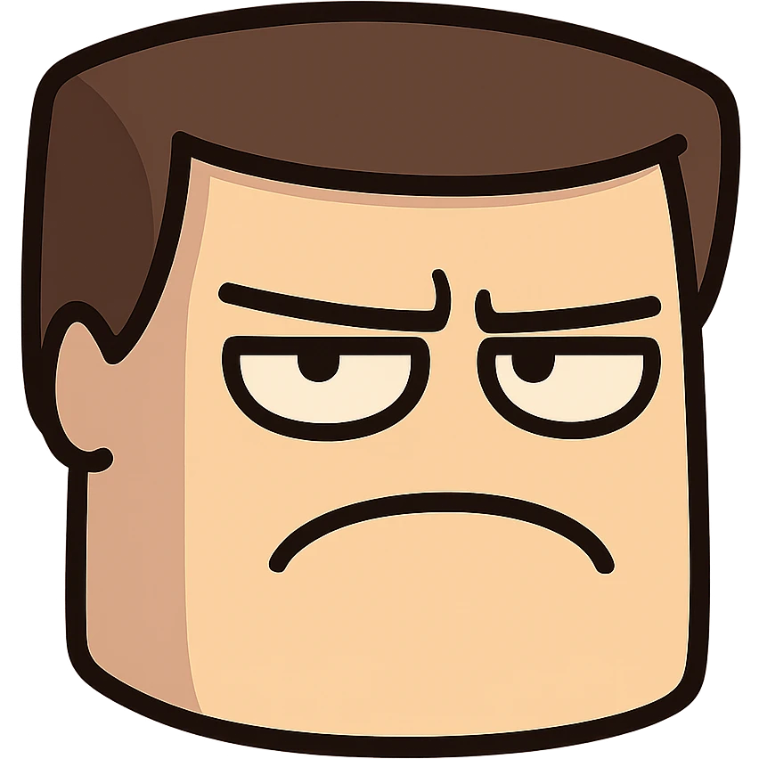 Roblox man face with ಠ_ಠ expression, cartoon style emoji