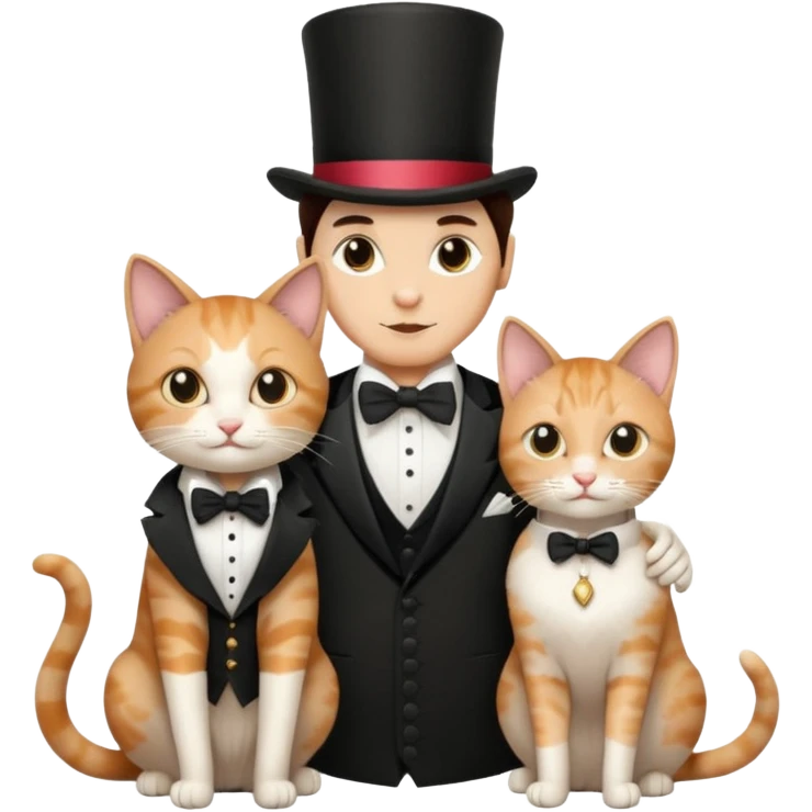 magician couple and their pet cat emoji