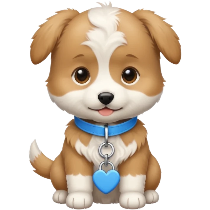 White and tan puppy with blue collar emoji