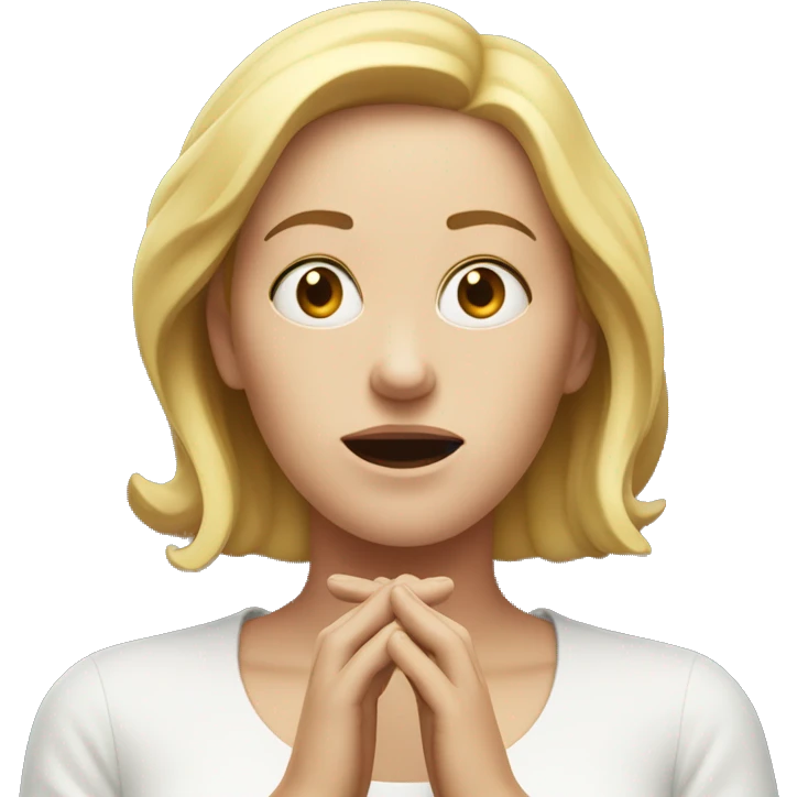 white woman shrugging hands incensed emoji