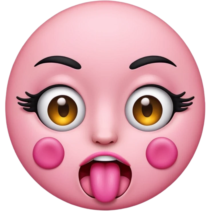 Emoji with eye lashes sticking her tongue out emoji