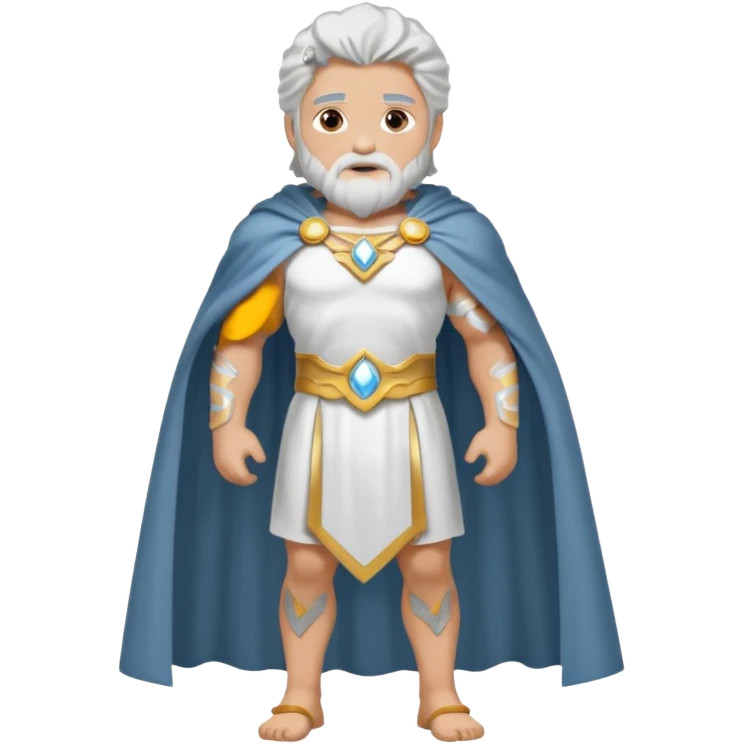 fullbody silverhair shirtless god ZEUS, white cloth over shoulder and cape, standing still emoji