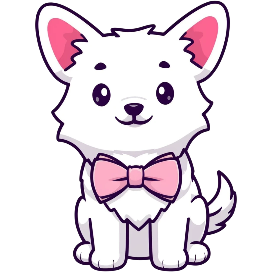 Fluffy cute pink bow tie dog emoji