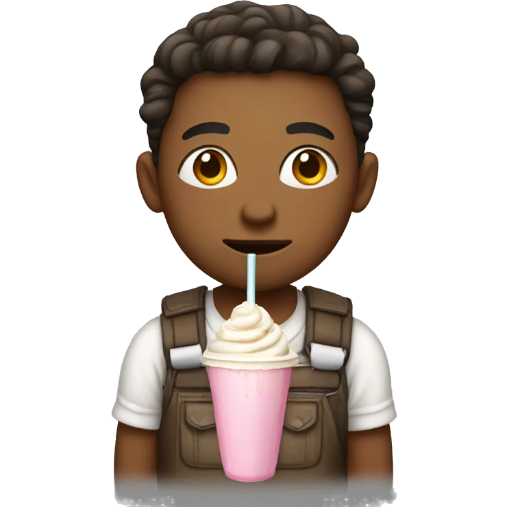 Person giving side eye and drinking a milkshake  emoji