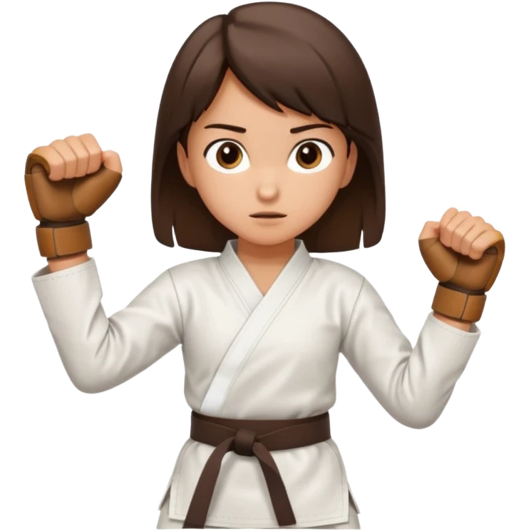 Karate Brunette girl whit brown or black belt that practice emoji