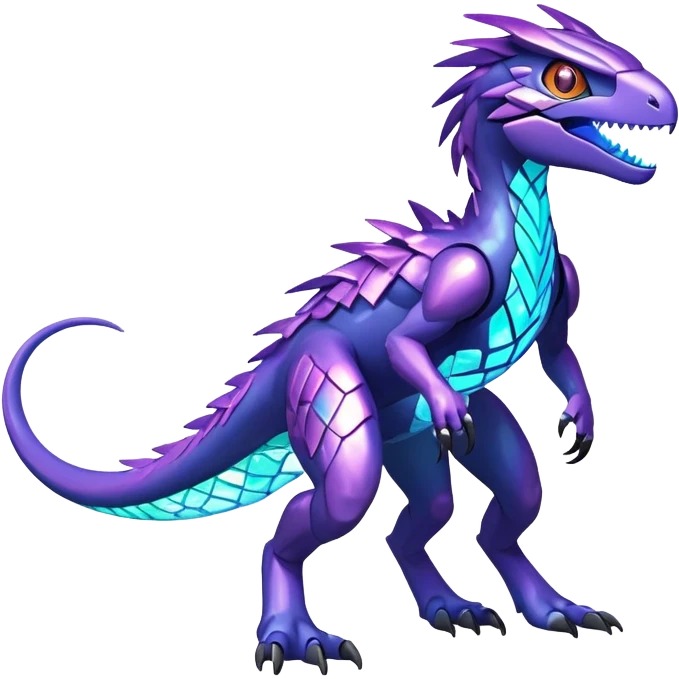 Shiny Nebula Futuristic Fakemon-Pokemon-Digimon-Spectrobes-Raptor-fusion, full body emoji