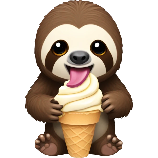 a sloth eating vanilla ice cream emoji
