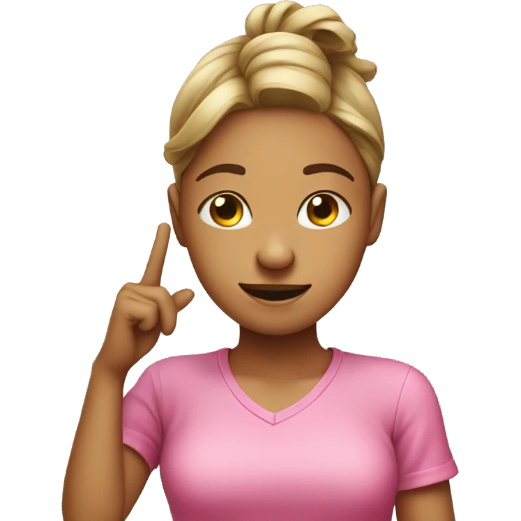 girl in pink shirt dabbing emoji
