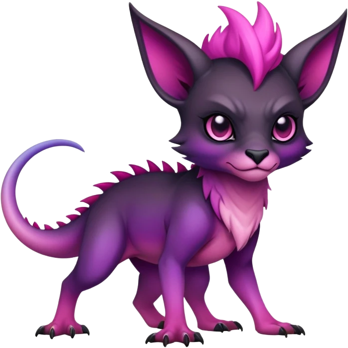 Cool Edgy Black-pink-purple-gradient badass Fionbri-Vernid-animal-creature full bodyd emoji