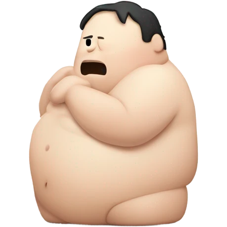 fat white man shirtless crawling down emoji