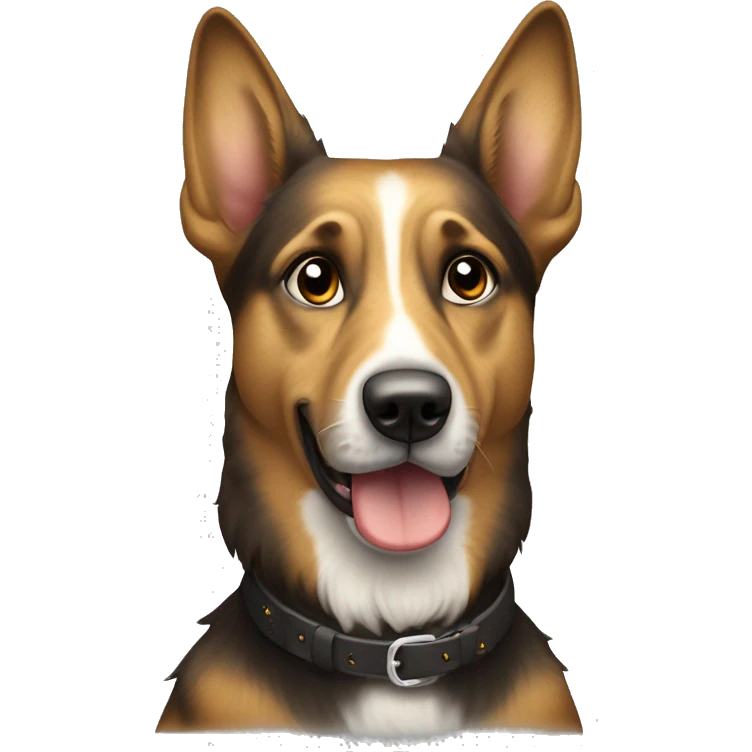 Bayerischer gebirgsschweißhund mit gelben Augen streckt frech die Zunge raus  emoji