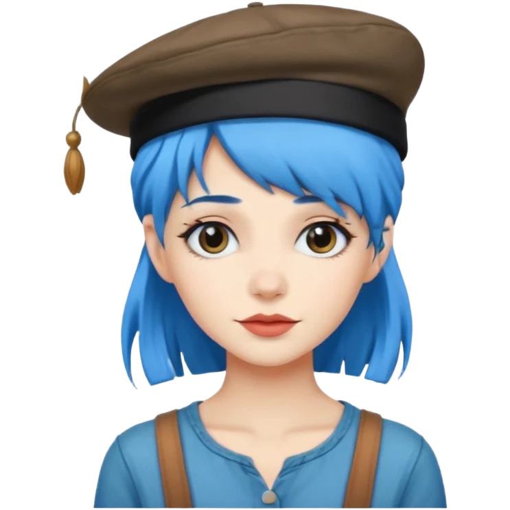 blue haired women with hat emoji