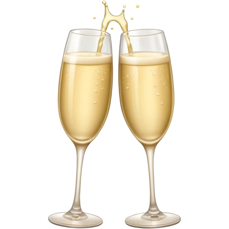 
2 light beige champagne glasses are knocked against each other emoji