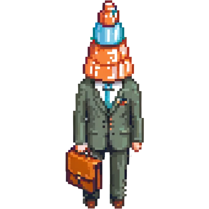 Coneheads man with a cone-shaped head, holding a briefcase emoji