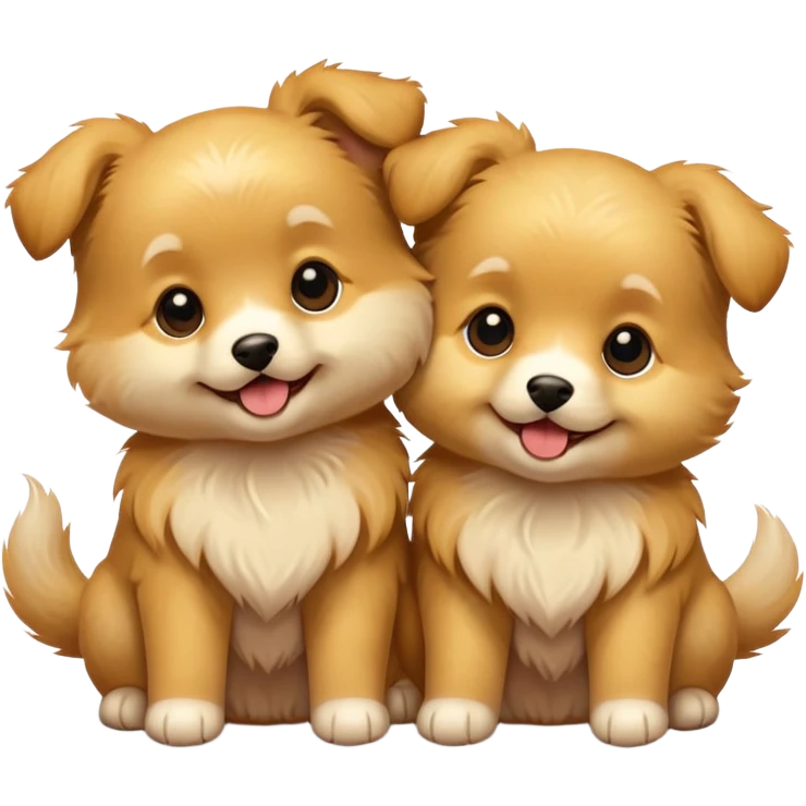 Two puppy best friends super super cute and excited emoji