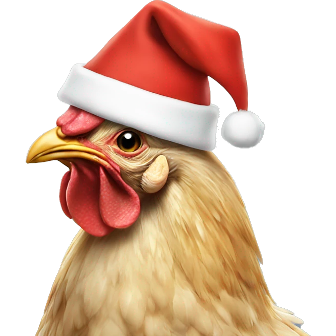 Chicken with Santa hat emoji