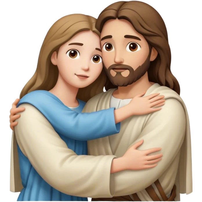 Jesus hugs a girl emoji
