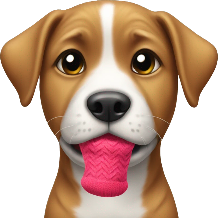 Puppy with sock in mouth emoji