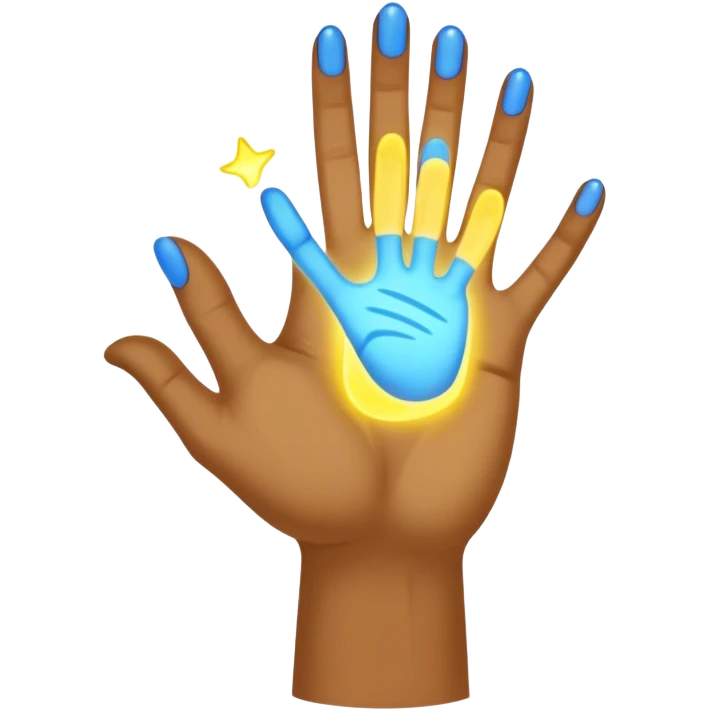a normal hand being held by 2 hands, a glowing blue hand and a glowing yellow hand souls... hope and comfort from the past and futur emoji
