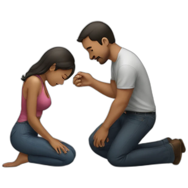 Woman on knees facing man emoji