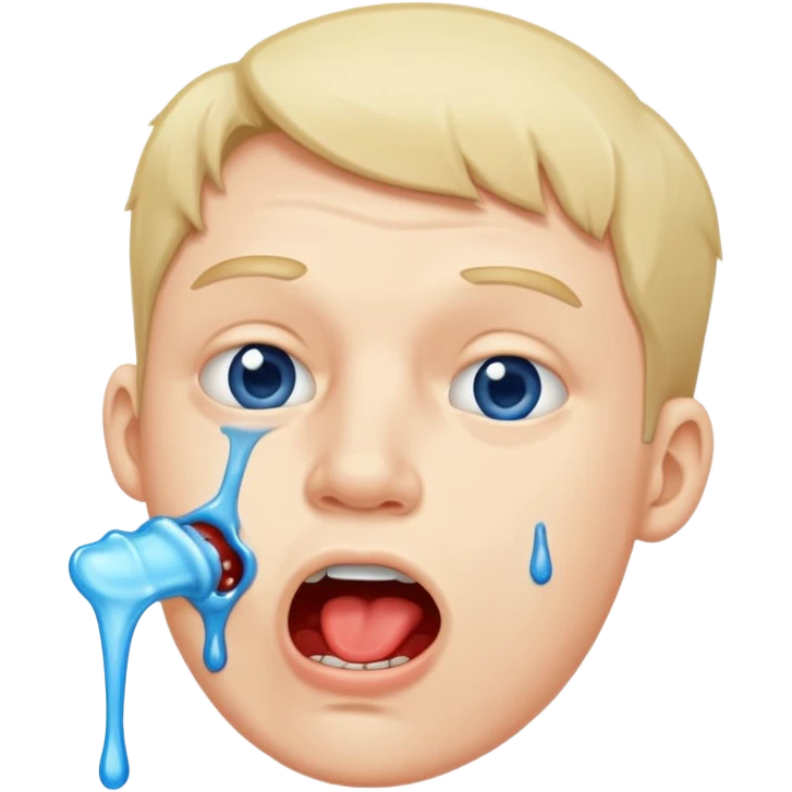 Man Hungry drooling and blue saliva dripping out of the mouth emoji