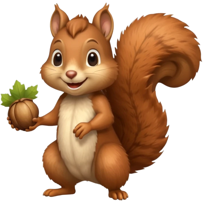 smile Squirrel with acorn, full body emoji