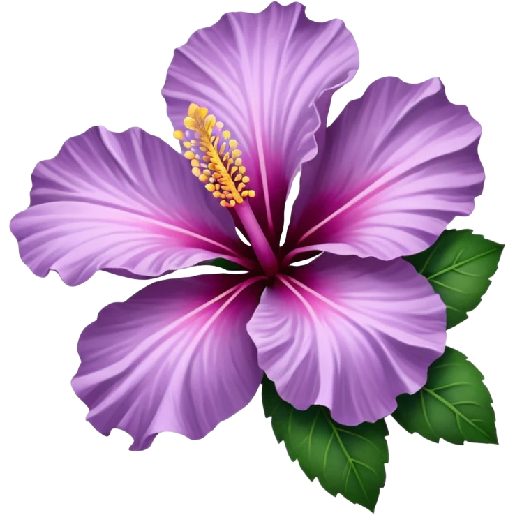 single lilac hibiscus blossom with 6 branch  facing left in png form  emoji