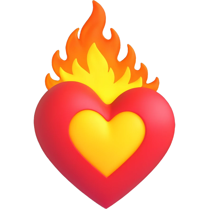 Cœur en feu avec u emoji