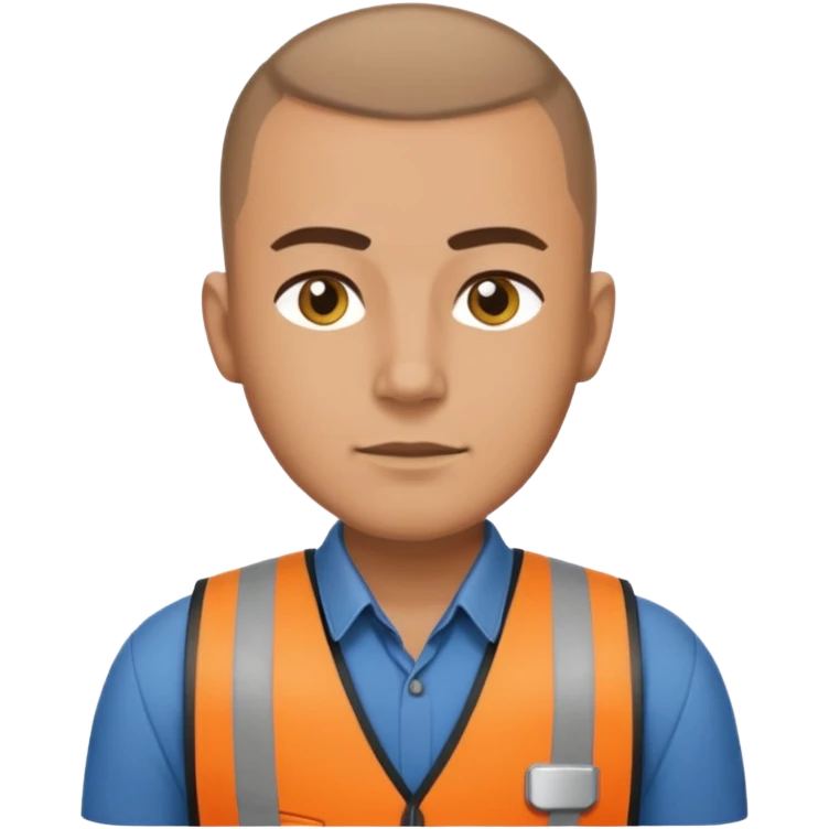 Security guard with buzzcut, vest on with button up underneath emoji