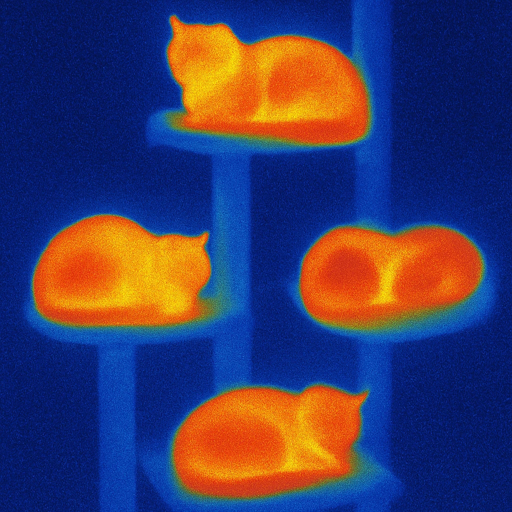 cats relaxing in a vertical playhouse emoji