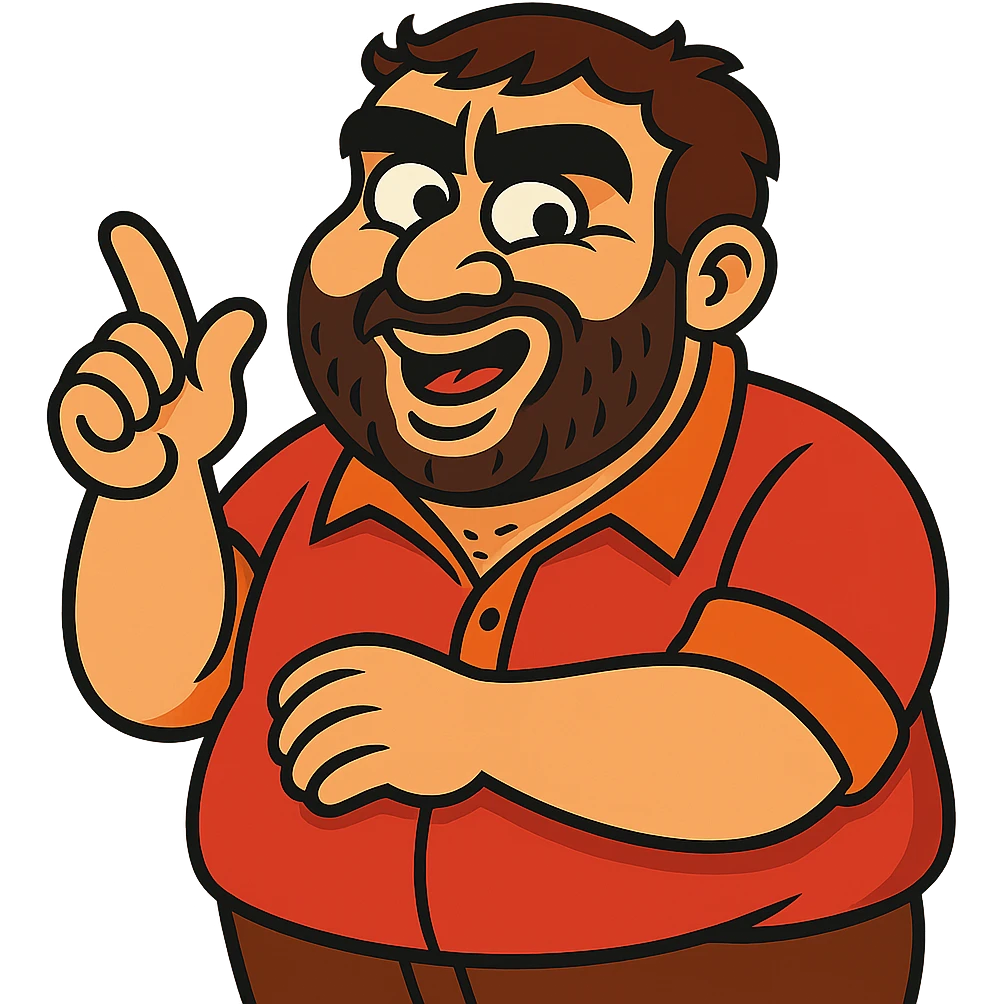 Recep İvedik character, bold lines, expressive face, humorous look, vibrant toon style emoji