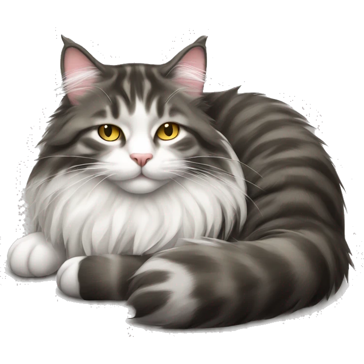 sleeping norwegian forest cat emoji