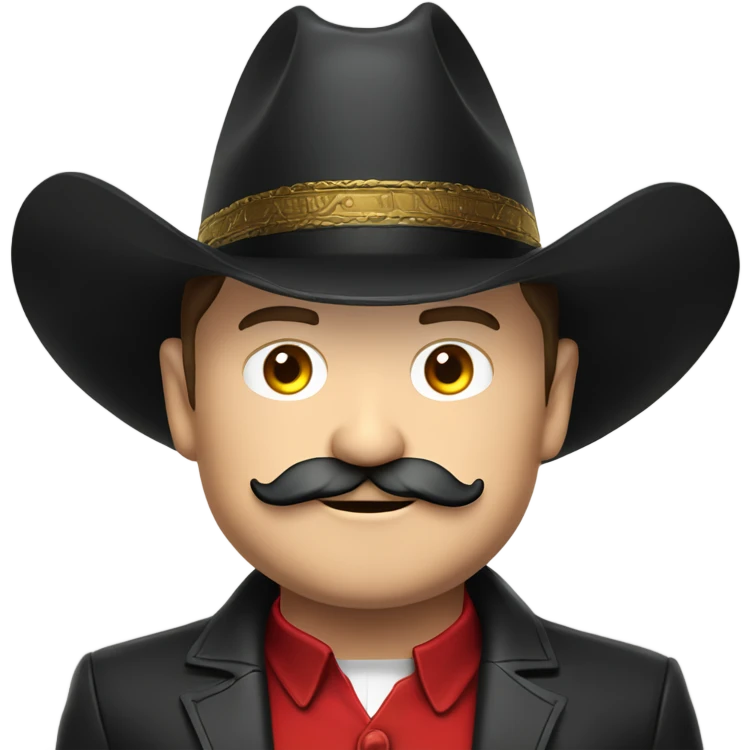  Elon musk with big mustache and black sombrero mexican hat and Tesla logo red shirt Tesla symbol coin emoji