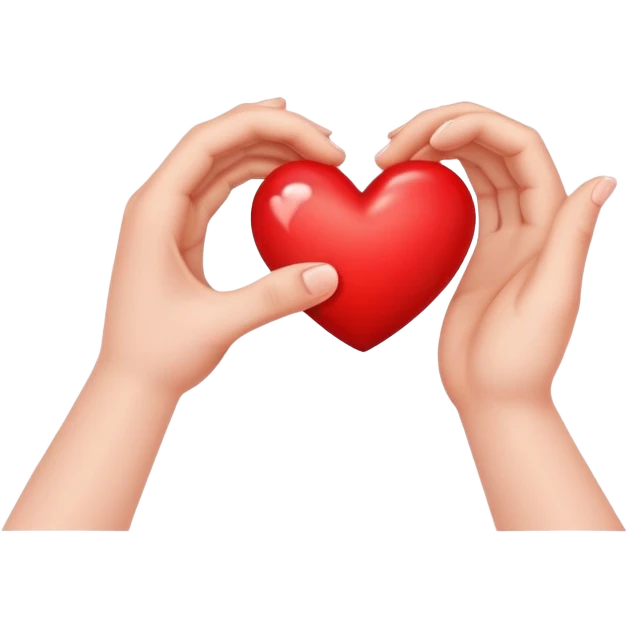 two hands giving and receiving a heart emoji