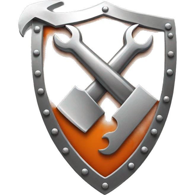 orange metal shield with wrench symbol in the middle emoji