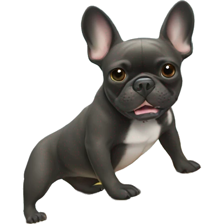 French bulldog on a surf board riding a wave emoji