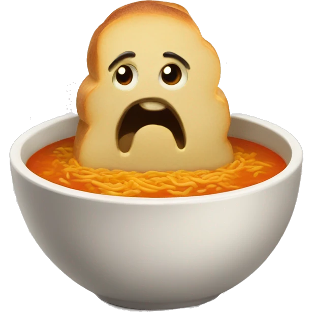 A boul of soup with Bread  emoji