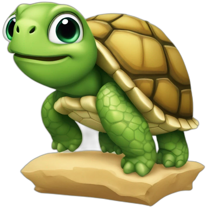 Une tortue donne la nouritture emoji