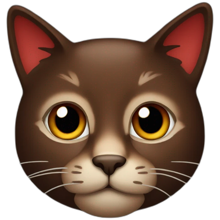 Dark brown and red cat face  emoji