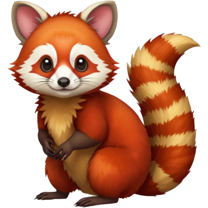 Red-Panda-Cacomistl-Possum-Potaroo-Wallaby-Bettong-Numbat-Red-Jay-bird-Gryphon-Trico-Furret-hybrid-fusion-Fakémon-animal emoji