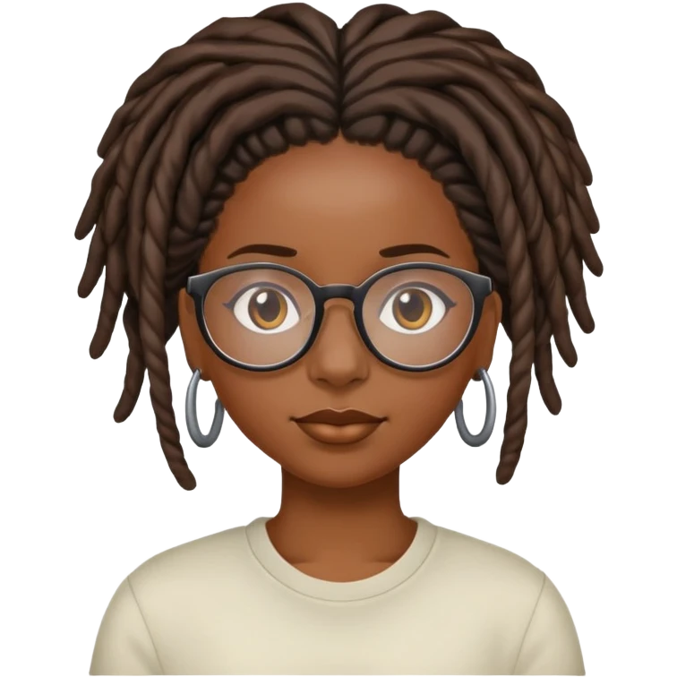 Black girl with locs and glasses emoji