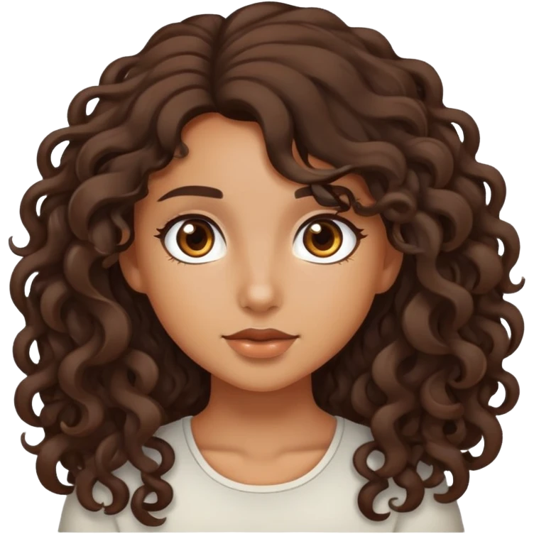 tan girl with long curly dark brown hair emoji
