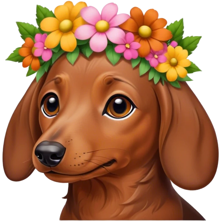 Wiener dog wearing flowers ￼ emoji