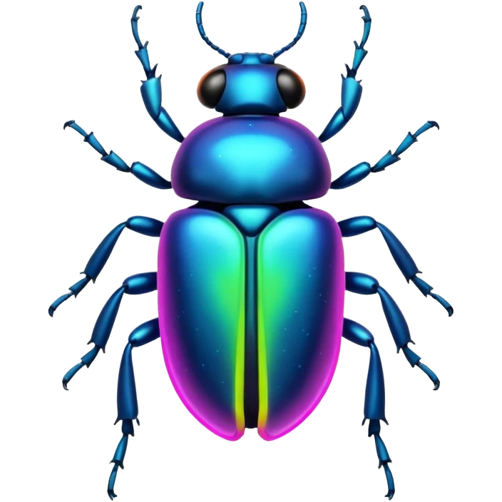 Neon beetle with aura trail emoji